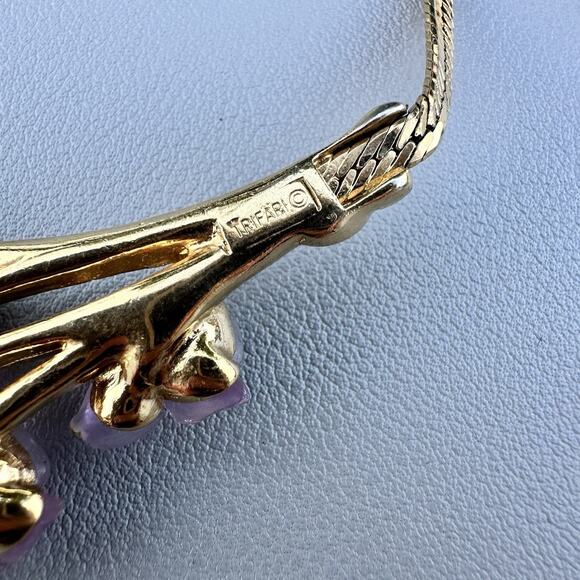 Crown Trifari Pink Lucite Floral Bib Necklace Molded Flowers Rare Choker Vintage - Picture 10 of 11